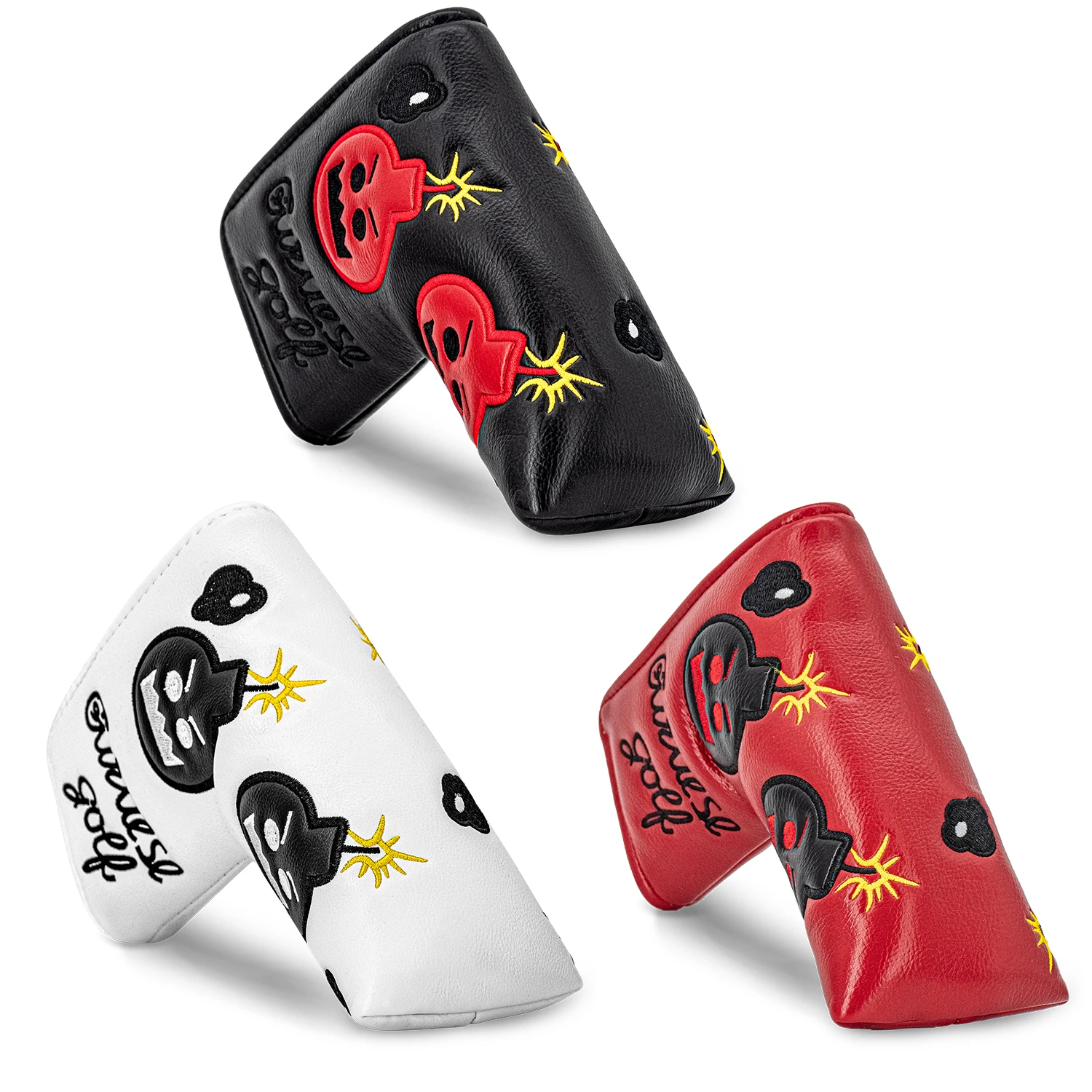 1PC Angry Pattern Blade Putter Cover, Made of PU Material, Features Durable Breathable Construction and Soft Inner Lining
