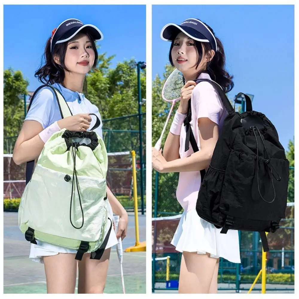 Large Capacity Tennis Racket Backpack Waterproof Lightweight Gym Pack Adjustable Strap Casual Drawstring Fitness Bag