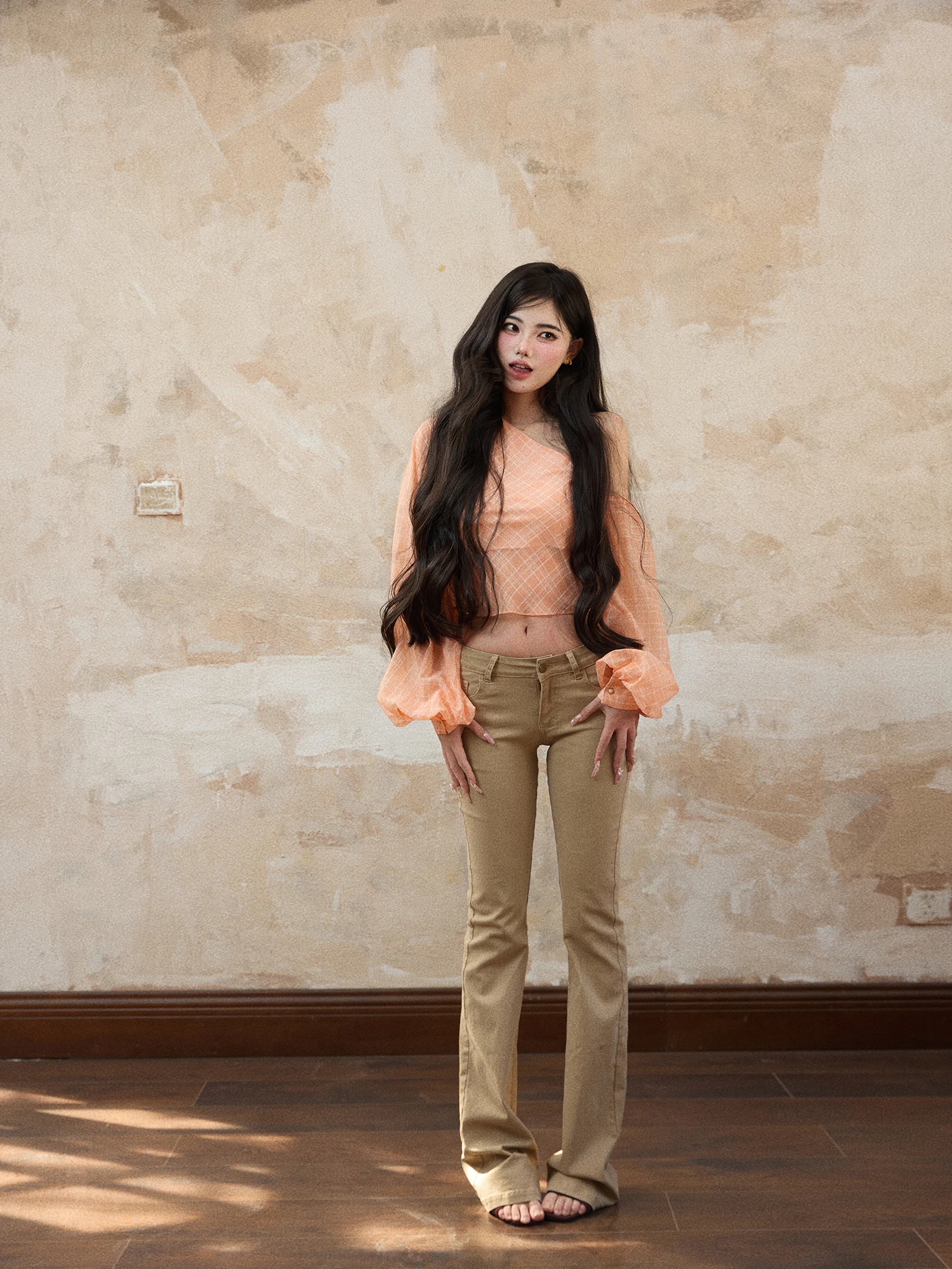 

Женские модные брюки One Agra с низкой посадкой, облегающие, повседневные, цвета хаки, новинка Весна-Лето 2026, премиум-класс