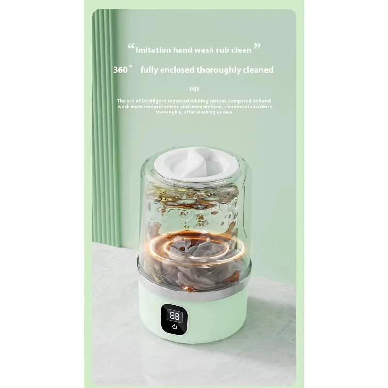 

Smart Mini Portable Rechargeable Touch Screen Washing Machine for Small Underwear Sock Laundry Versatile