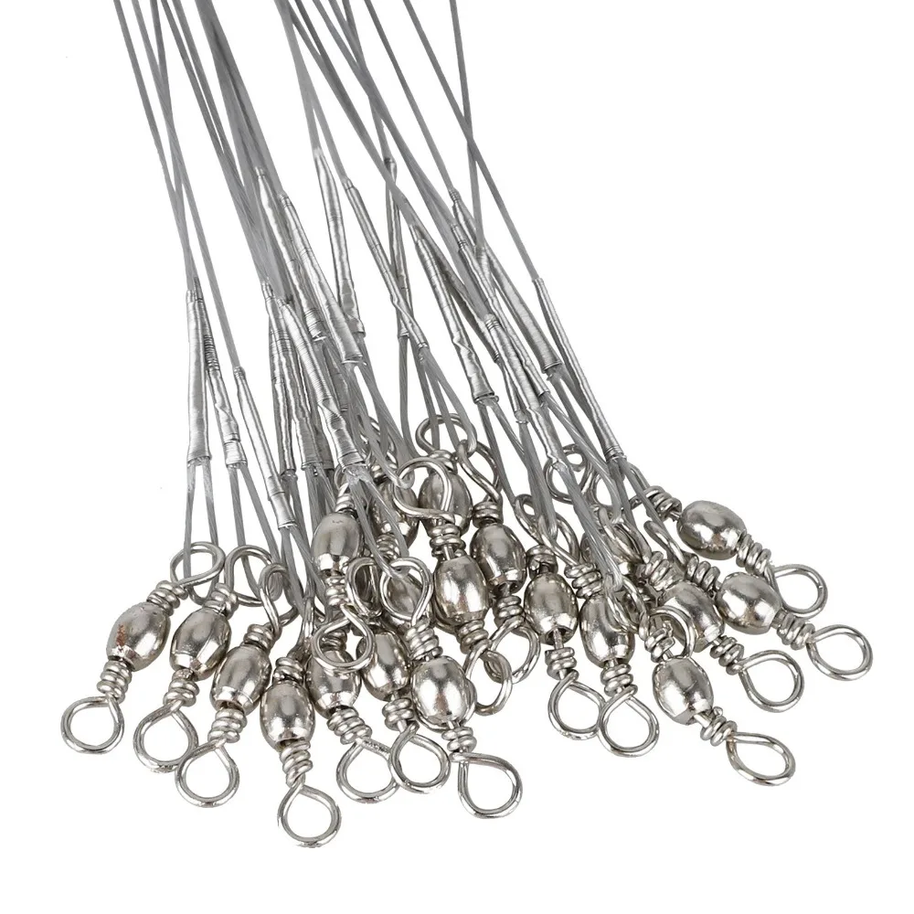 Leader per lenze da pesca in acciaio inossidabile da 100 pezzi con chiusura a scatto e girevole