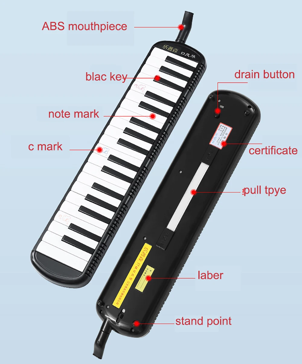 37 مفتاح ميلوديكا لوحة المفاتيح هارمونيكا كومبو بيانيكا الهواء البيانو المحمولة مع حقيبة حمل المعبرة للمبتدئين للأطفال 2028 #5