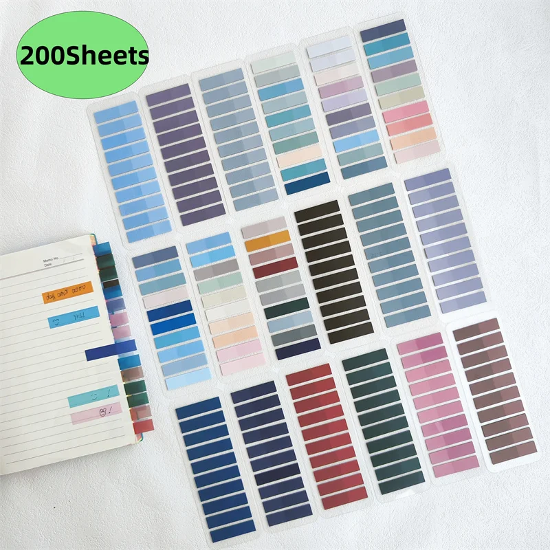 200 Sheets Transparent Sticky Note Self-Adhesive BookMarker Annotation Reading Book Clear Tab Kawaii Cute Stationery