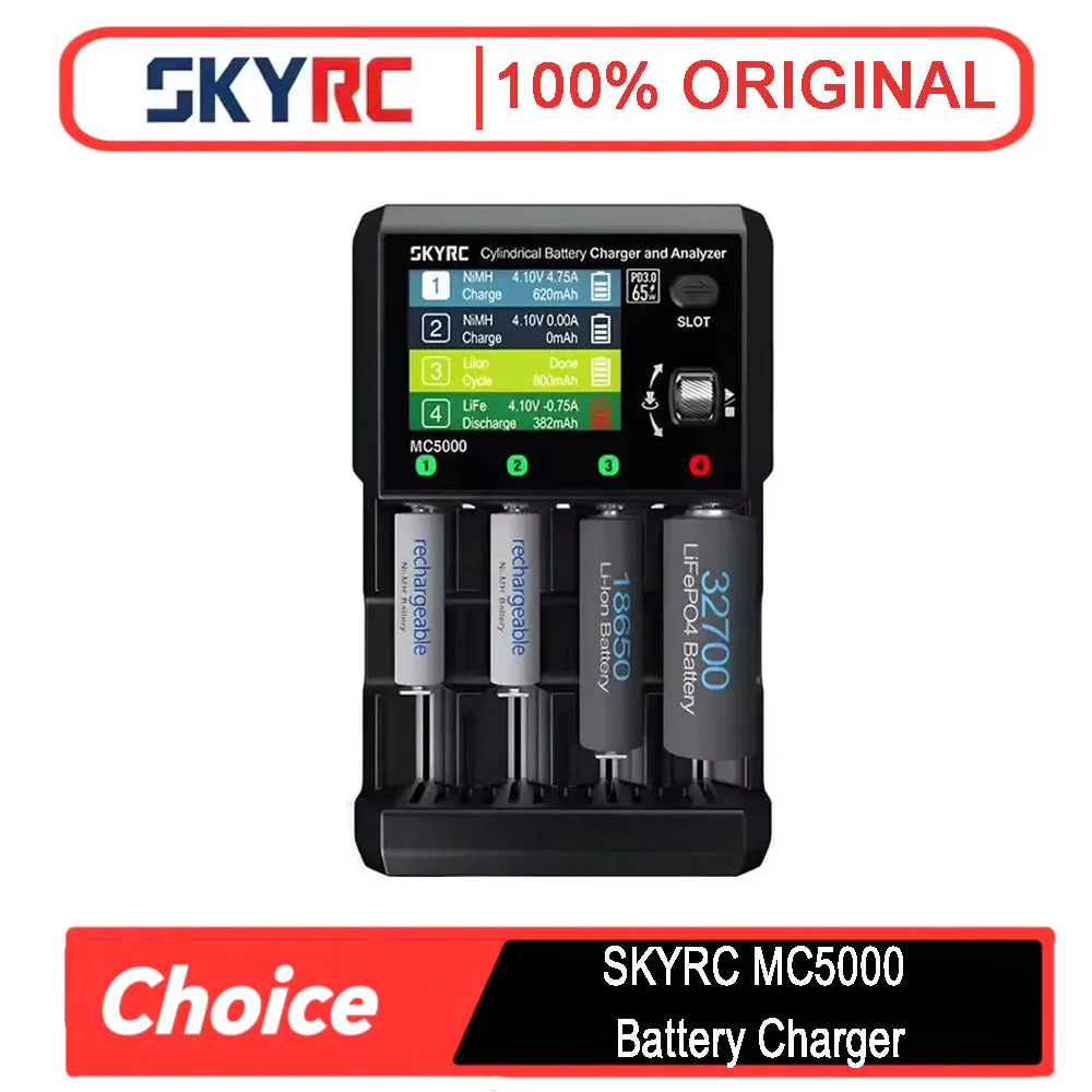 

SKYRC MC5000 65W PD 3.0 Fast Charger-5A Multi-Chem (Li-ion/LiFe/NiMH/Na-ion)w/Triple-Fan Cool,BT APP&6 Modes for RC&Electronics