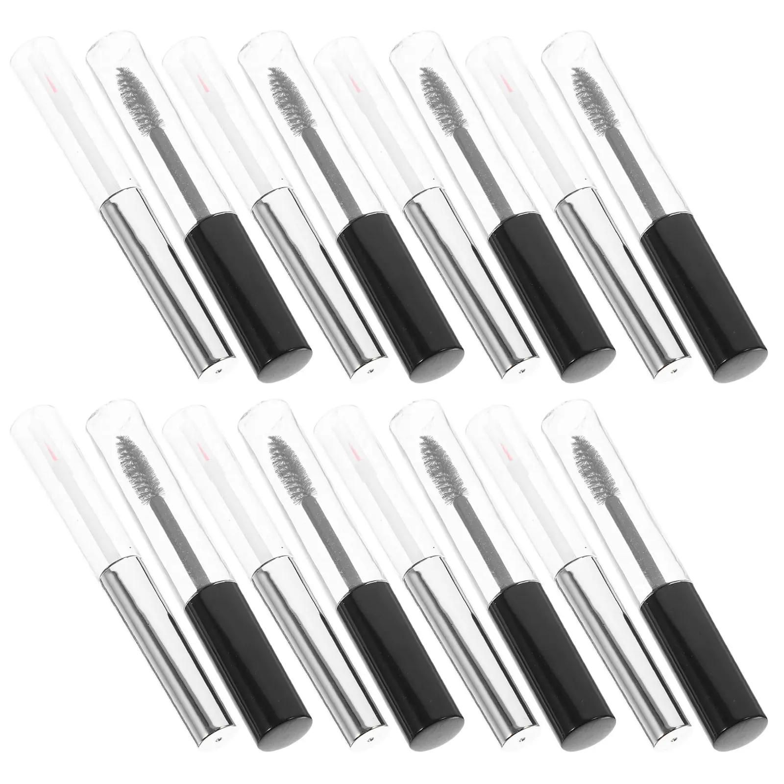 2Sets 10Ml Empty Refillable Mascara Tube DIY Mascara Bottle Clear Body Travel Size Air Tight Lid for Eyelash Cream Eyeliner