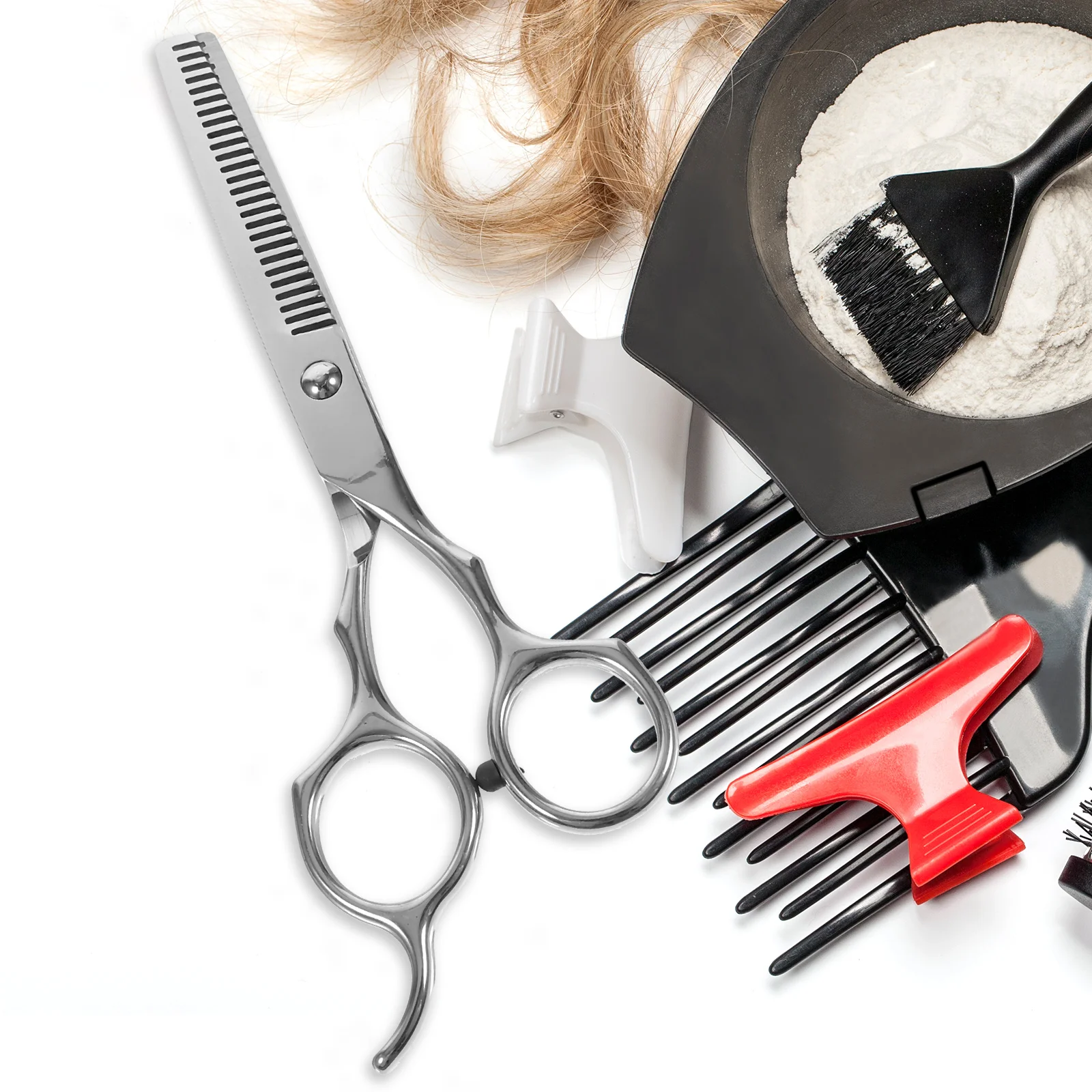 

Профессиональные ножницы для стрижки из нержавеющей стали, двухсторонние прочные салонные домашние парикмахерские инструменты, филировочные 17 см