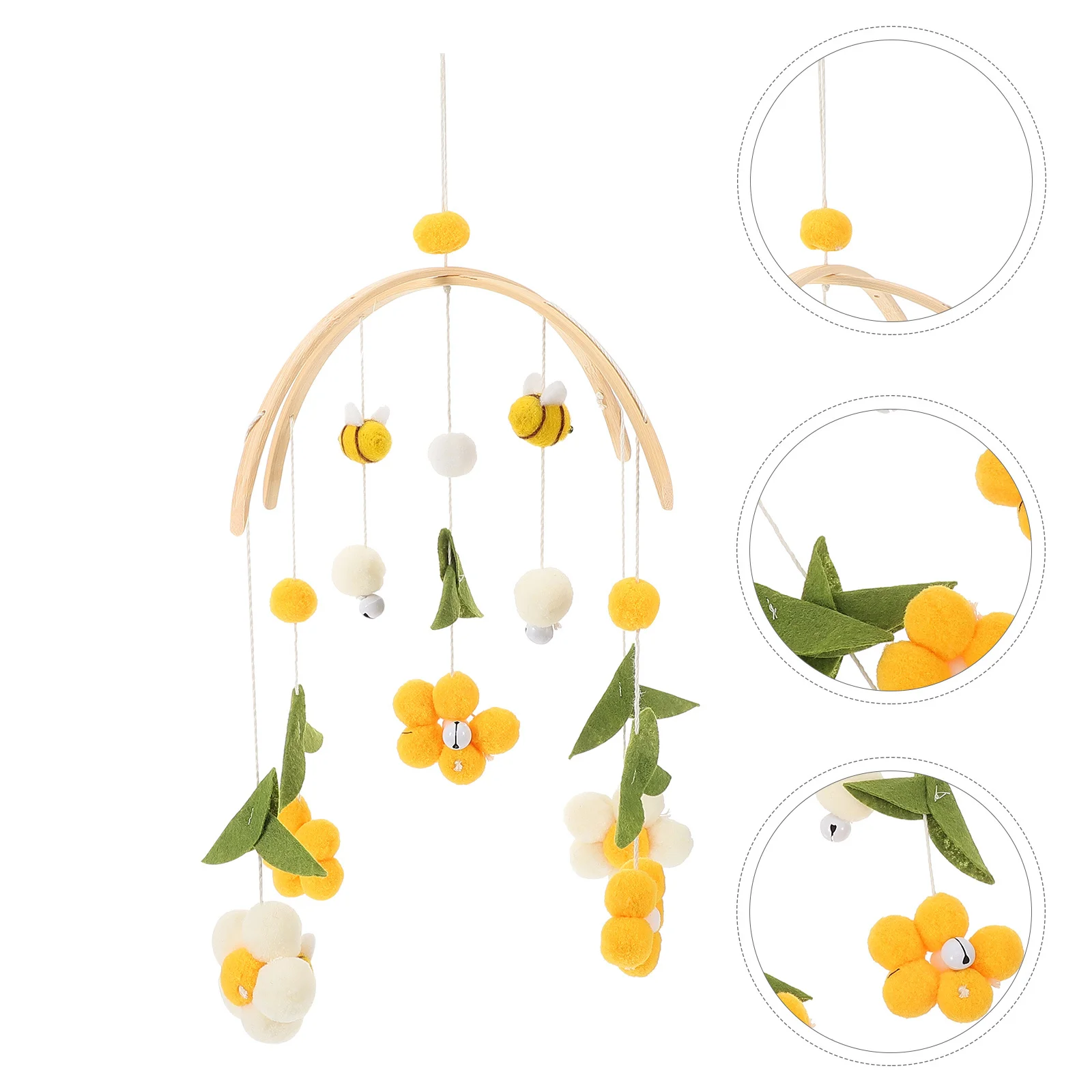 Houten babybedje mobiele bijenbloem windgong hangende decoratie kinderkamer decor voor babymeisjes wieg mobiel