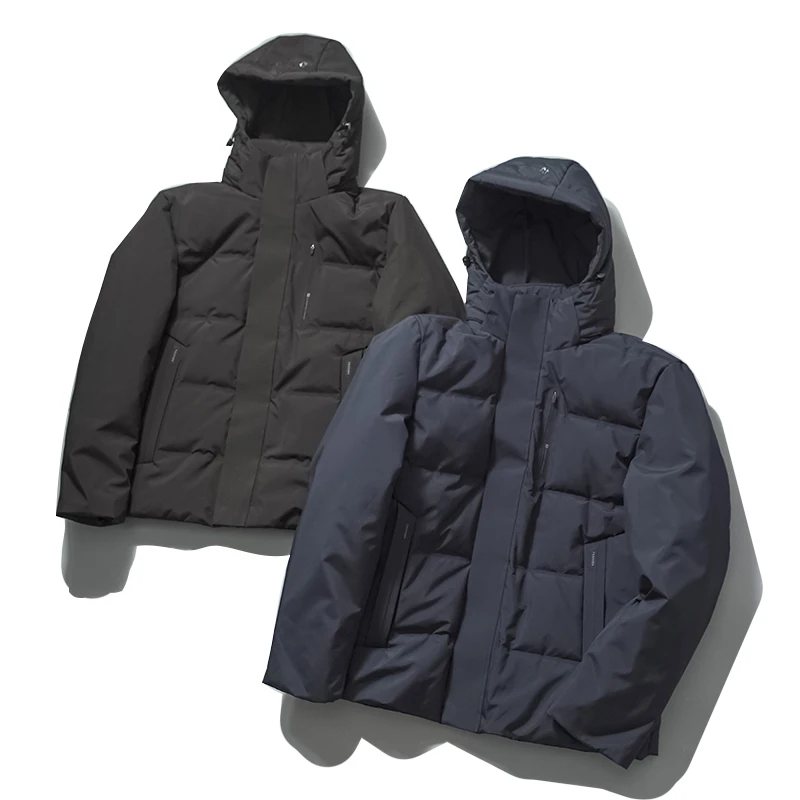 

Men's Outdoor Hooded Du down Jaet Thiened Warmth Windproof Casual Sle White Du Feather Comfortable Winter Coat