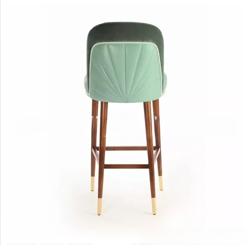 Sedia da bar americana in legno massello Mobili Nordic moderno semplice sedia da reception per il tempo libero in pelle di alta moda