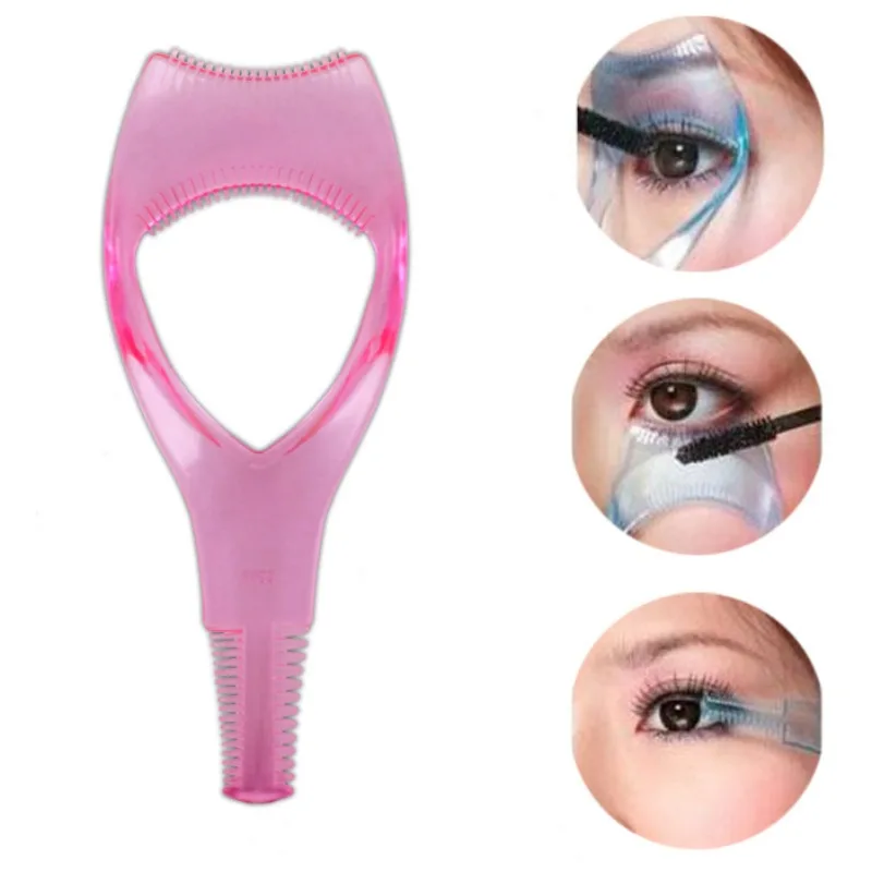 Fácil de usar Eyelash Stencil, Eye Liner, plástico, Eye Lash Card, Mascara Guard, Lightweight Cosmetic Tools, 3in 1, 1Pc