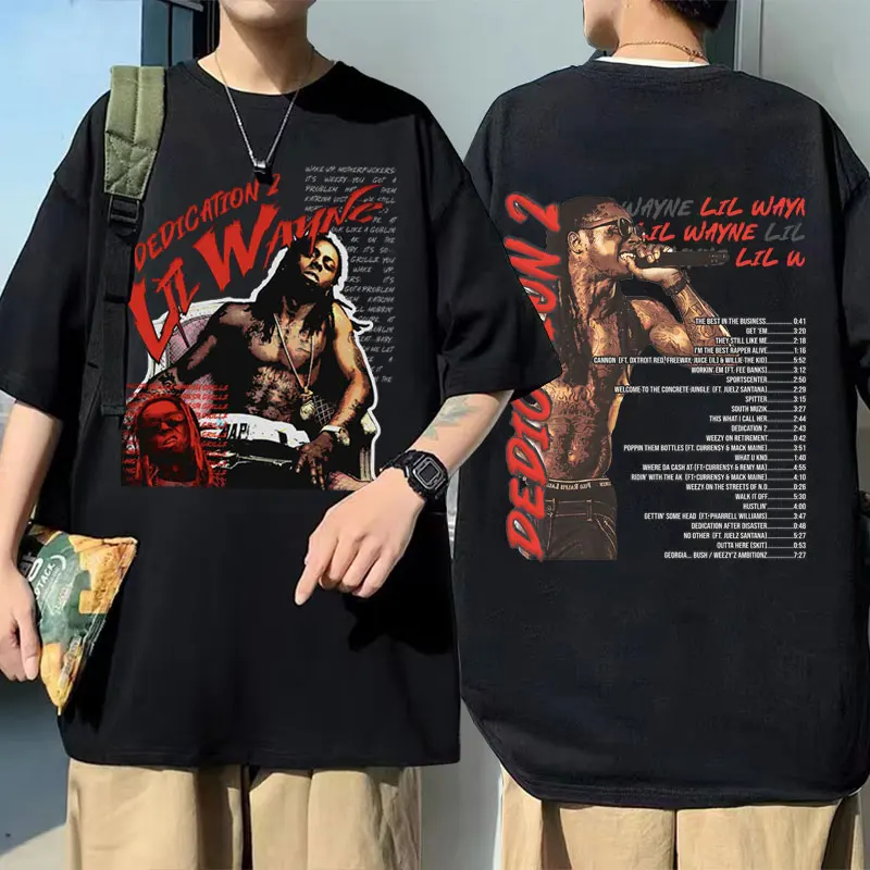 

Rapper Lil Wayne Dedication Graphic Print Tshirt Men Women Fashion Vintage Hip Hop T-shirt Men's Casual Oversized Short Sleeve