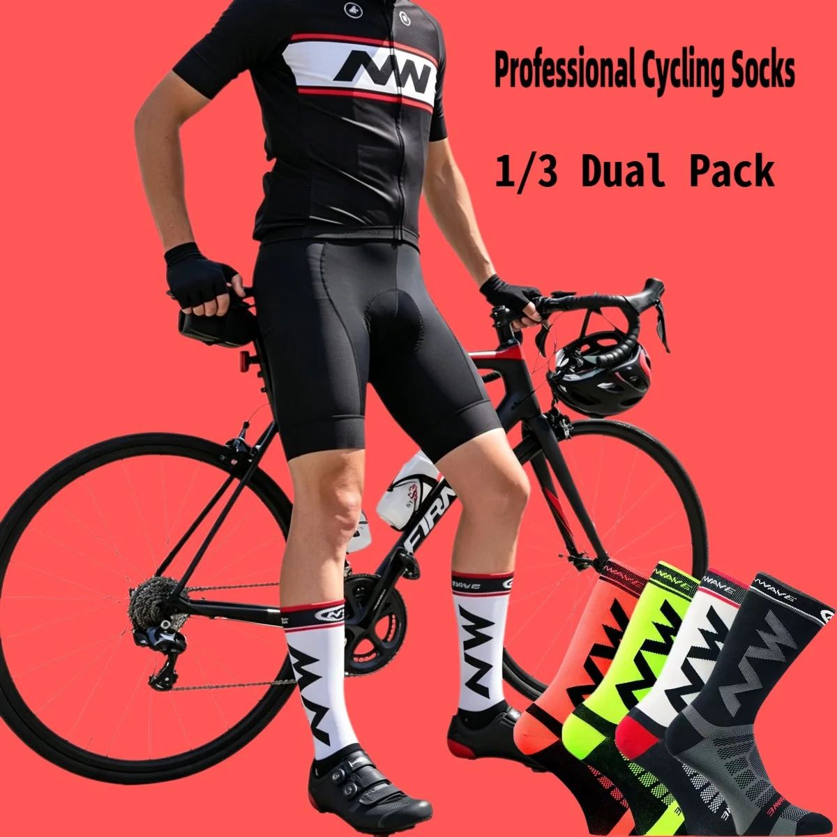 

Breathable Compression Cycling Socks for Men Women, Sweat-Wicking Mountain & Road Bike Socks with Calf Support