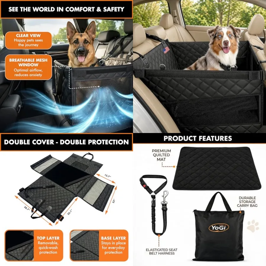 

Half Dog Seat Cover for Back Seat - Waterproof Half Backseat Dog Cover, Space Saving Split Seat Design, Universal Fit Heavy Dut