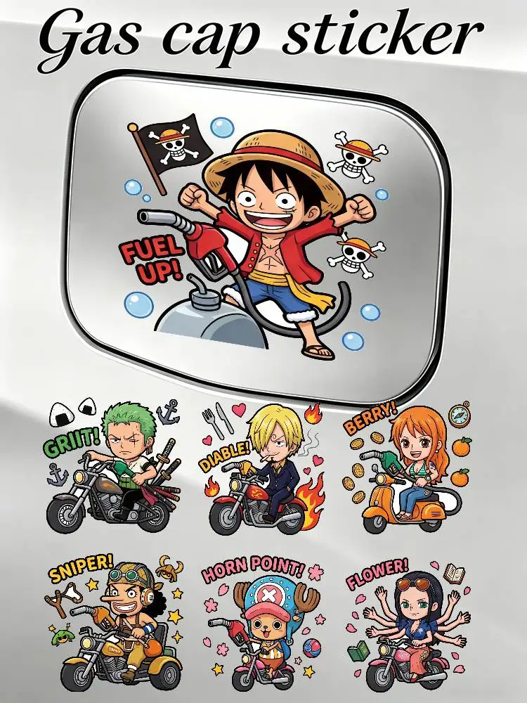

ONE PIECE LUFFY ZORO Creative Fuel Cap Sticker Car Exterior Accessories Funny Gas Cap Decal
