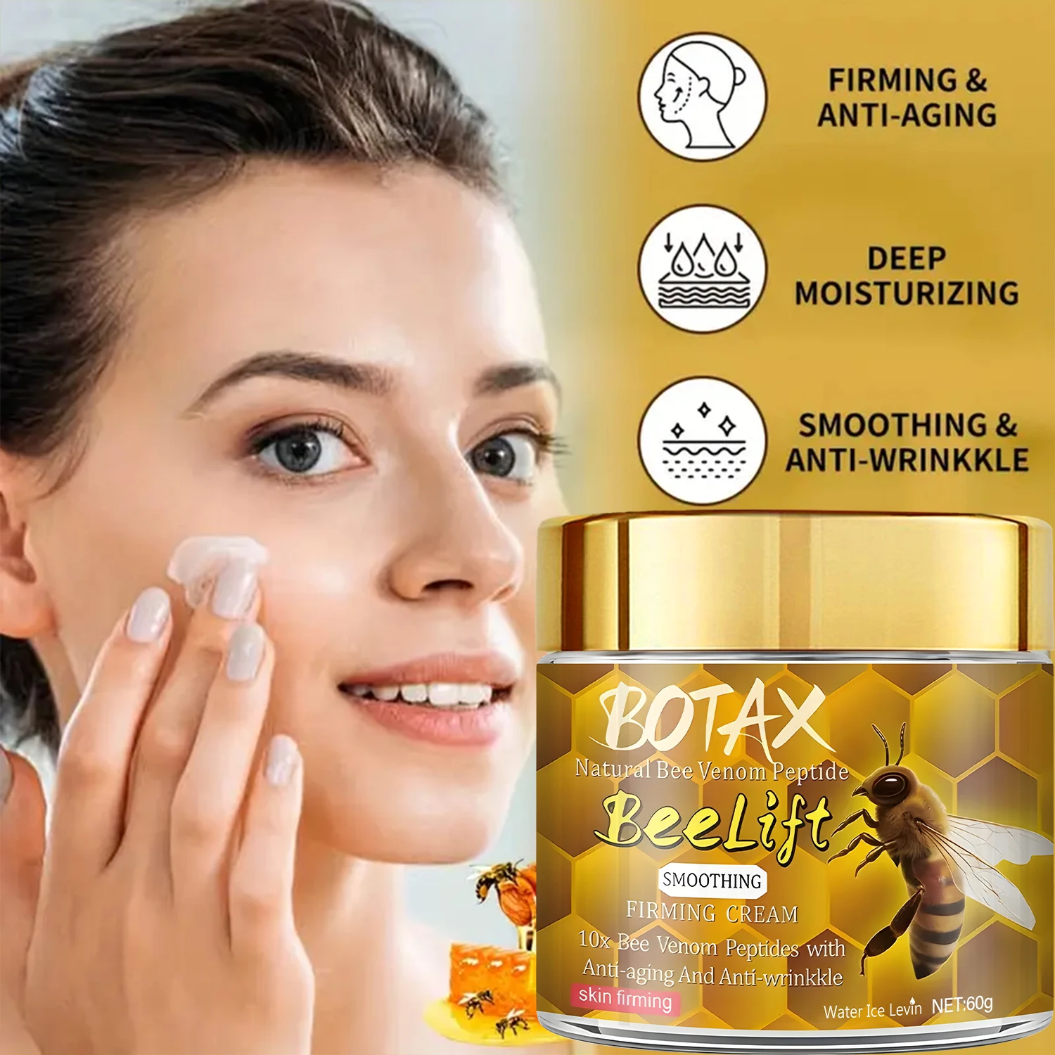 Krim Wajah Botax Natural Bee Venom Peptide Beelift - Krim Pengencang & Penghalus Anti-Penuaan 10x dengan Retinol