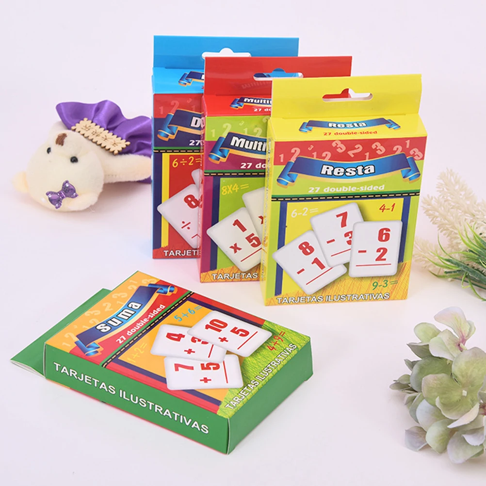 

108pcs Spanish Arithmetic Cards Number Learning Pictures Educational Puzzle Teaching Aids Safe Math Games