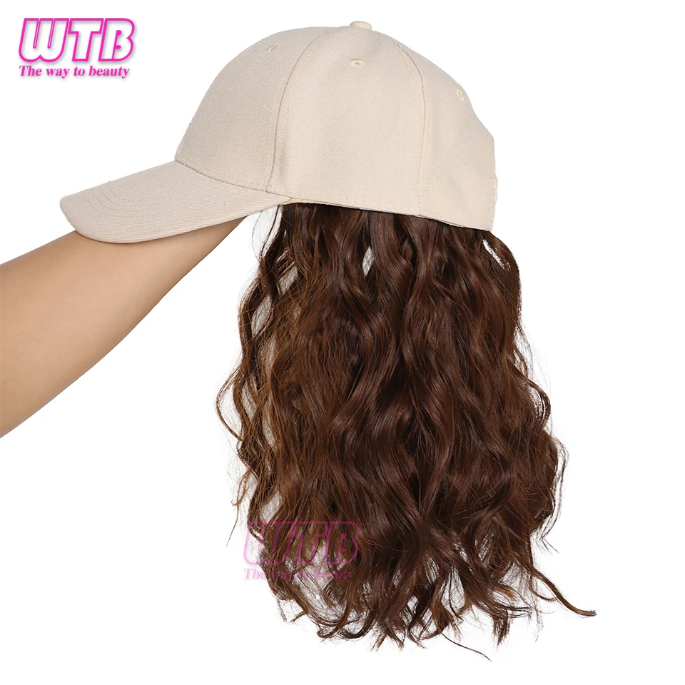 Hat Wig for Women 11 Inches Wave Baseball Cap Wig with Curly Hair Extensions Wig Synthetic Wave Wig Hat Adjustable Hat