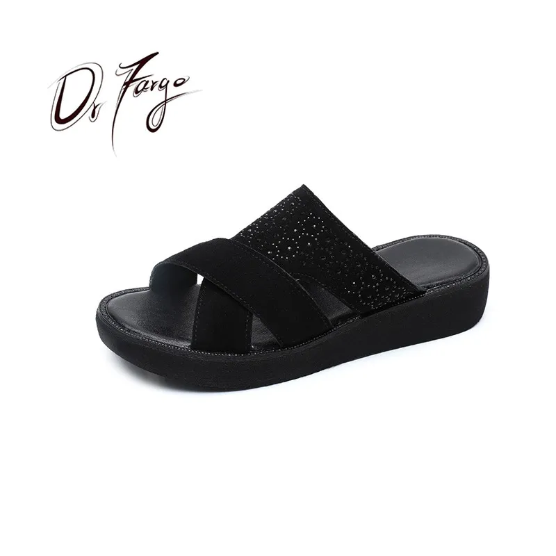 

DRFARGO Women's Slippers Sandals Summer Platform 3.5cm Heels Women Shoes Woman Slippers Summer High Vamp Cover Foot Top Big Size