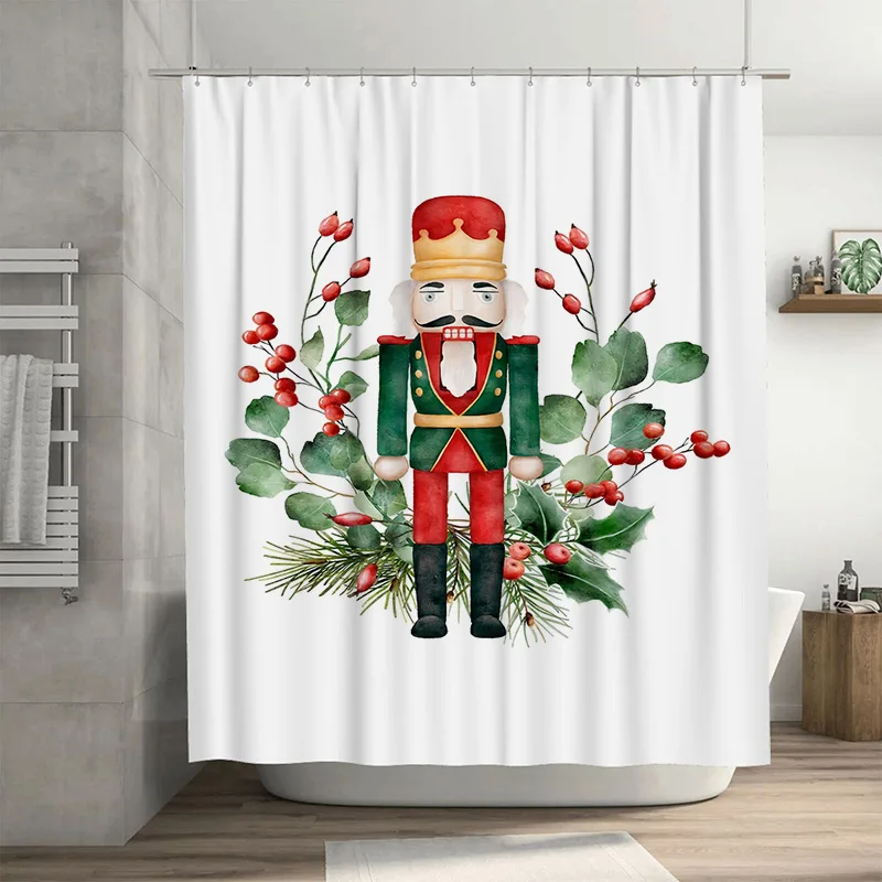 

Tuniu праздничный Щелкунчик праздничная занавеска для душа очаровательный рождественский декор причудливый зимний набор для ванной комнаты милый праздничный дизайн магия