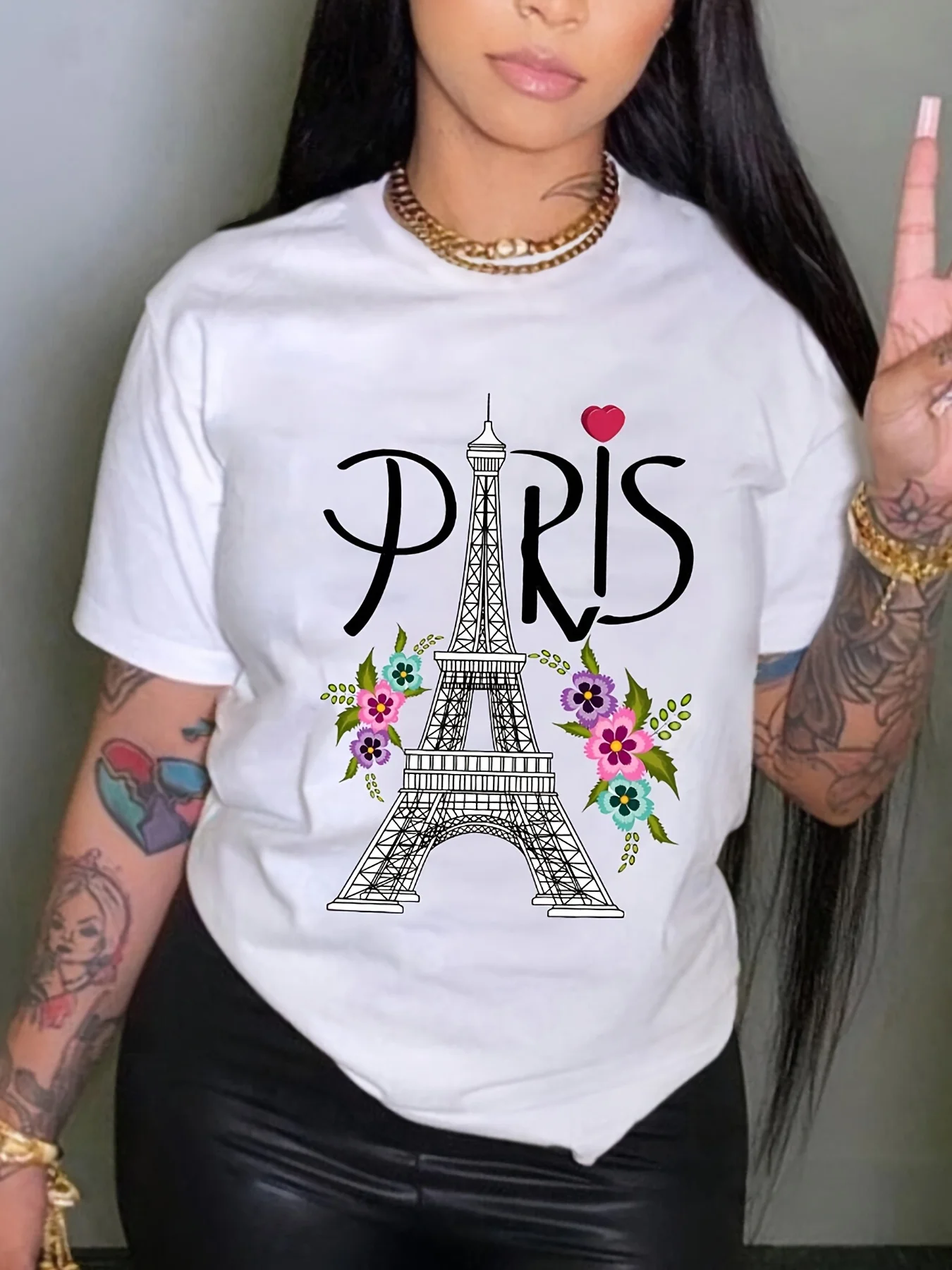 

Paris, Graphic Printing Summer, Autumn and Winter Pure Cotton Men's and Women's T-shirts, Short Sleeves, Luxury Outdoor Sports