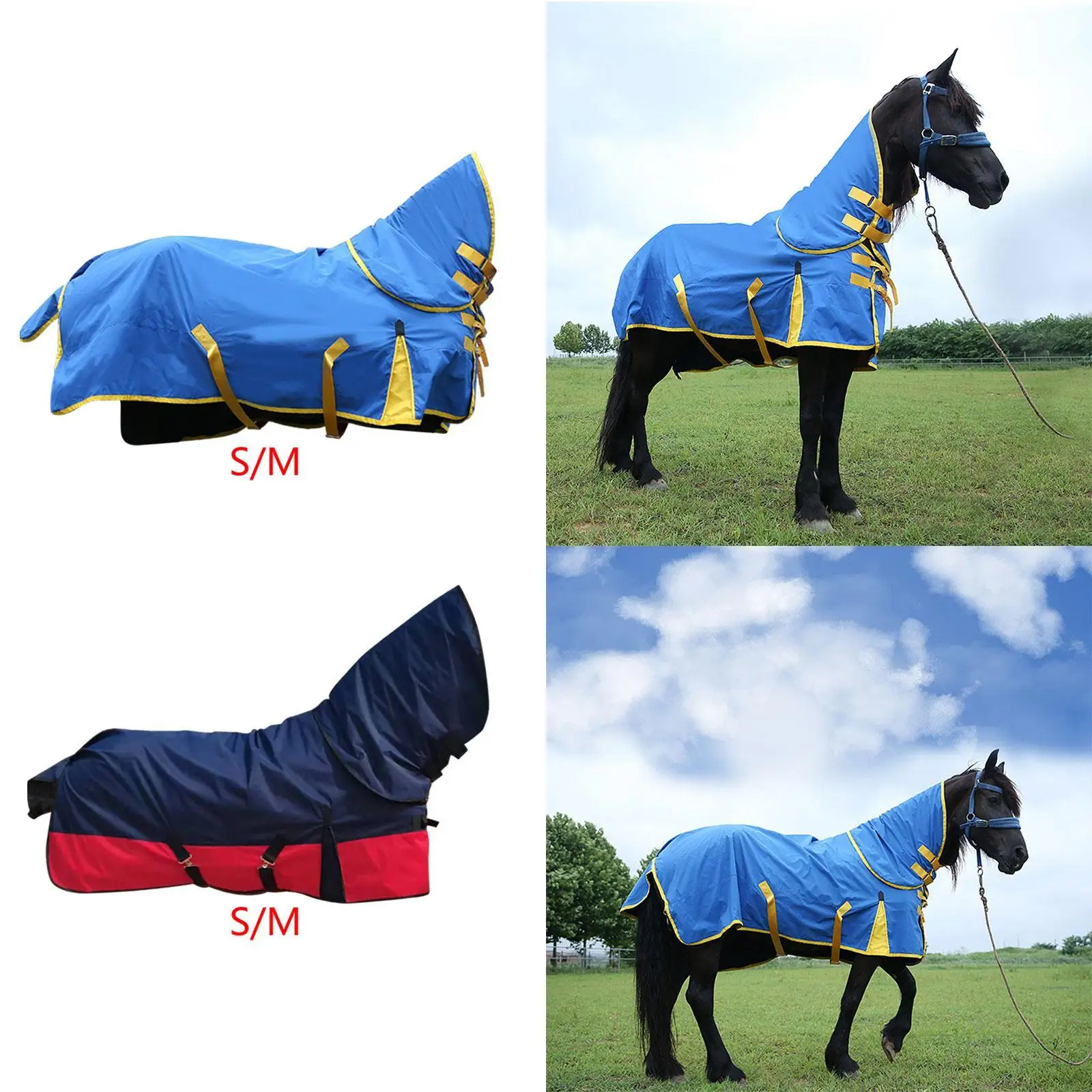 Horse Care Sheet Waterproof Breathable Horse Clothing Windproof Equestrian Apparel with Neck Horse Rain Sheet Horse Clothes