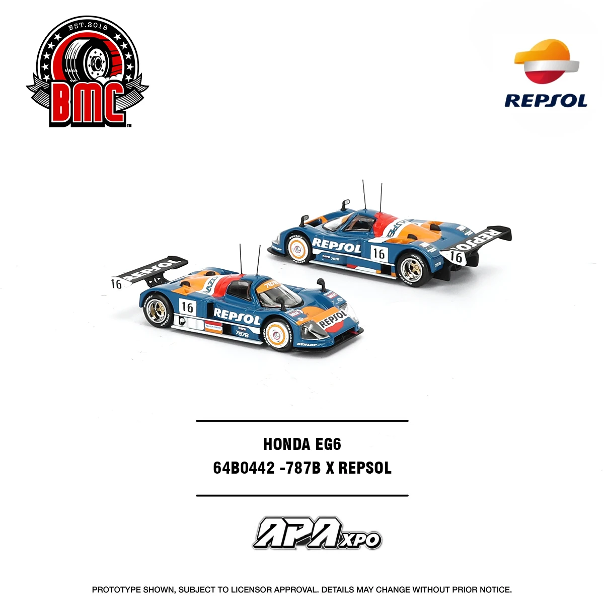 APAxpo 2025 Litimited DMC 1:64 Minicar 787B X Repsol Premium Edition, литая под давлением модель автомобиля из сплава, игрушки