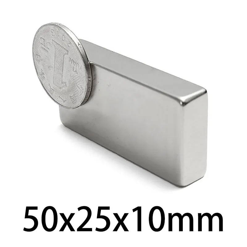 1/2/5 pz 50x25x10mm N35 blocco potenti magneti striscia magnete al neodimio 50x25x10mm forte permanente NdFeB magnetico 50*25*10mm