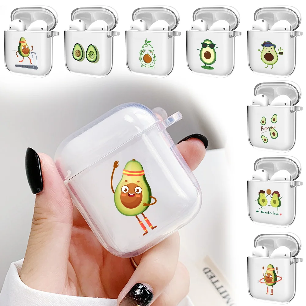 

Avocado Soft Earphone Case for Apple AirPods 1st Gen/2nd Gen Cute Transparent Cover Protective Shell Headset Accessories