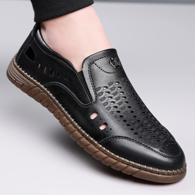 

Men's Summer Hollow Slip-on Clogs, Breathable Anti-slip Soft Sole Footwear for Business Casual Outdoor-HT2275
