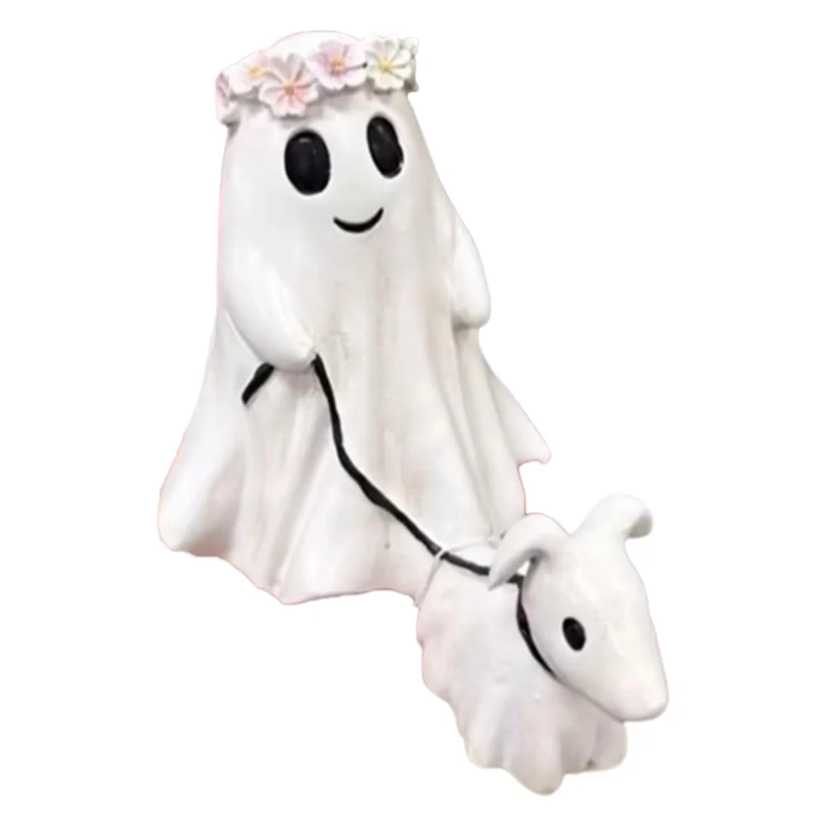 

Ghost Walking Dog Statue, Spooky Ghost Dog Halloween Figurine,Halloween Ghost Dog Statues, Ghost Walking His Ghost Dog B