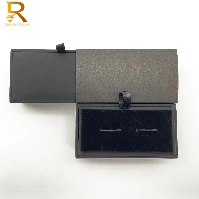 Gemelli di spedizione gratuiti Custodia per manager di archiviazione di gioielli neri Gemelli Display Box Holder Confezione regalo di moda classica Abbigliamento da uomo