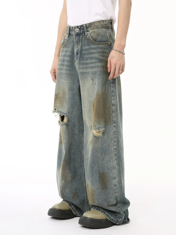 [OIMG] 2024 Summer New Product: Dirty, Scratchy, and Perforated Personalized Washed Jeans Trendy