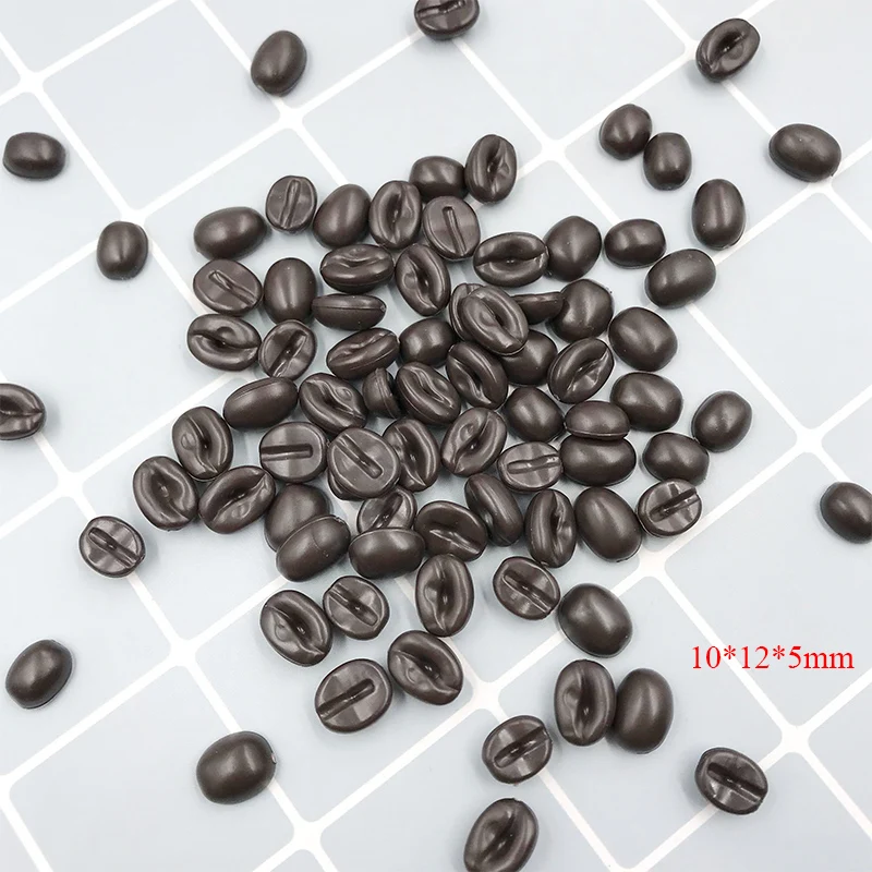 200Pcs Simulation Miniature Coffee Beans Flatback Resin Cabochon Fake Food Scrapbooking Craft DIY Phone Decoration Accessories