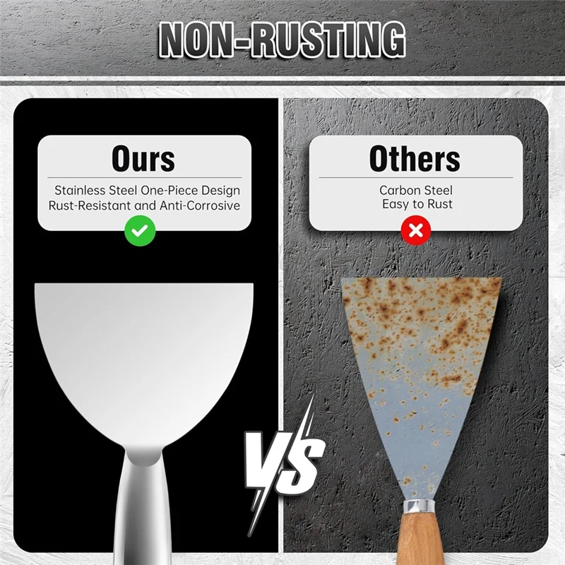 AT05-5 Pcs Putty Knife Set Rustproof Scraper Tools For Drywall Repair, Removing Wallpaper