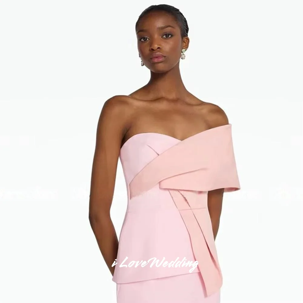 Robe de soirée rose asymétrique épaule dénudée, en Satin, dos ouvert, plissée, sirène, élégante, longueur au sol, fendue, robe de soirée de mariage, personnalisée, 2025