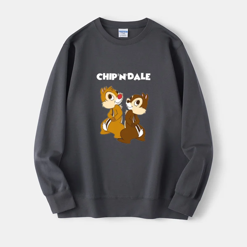 

Милая толстовка с капюшоном и принтом мультяшных братьев-белок QiQiDiDi, свободного кроя, с круглым вырезом, в уличном стиле, с длинными рукавами