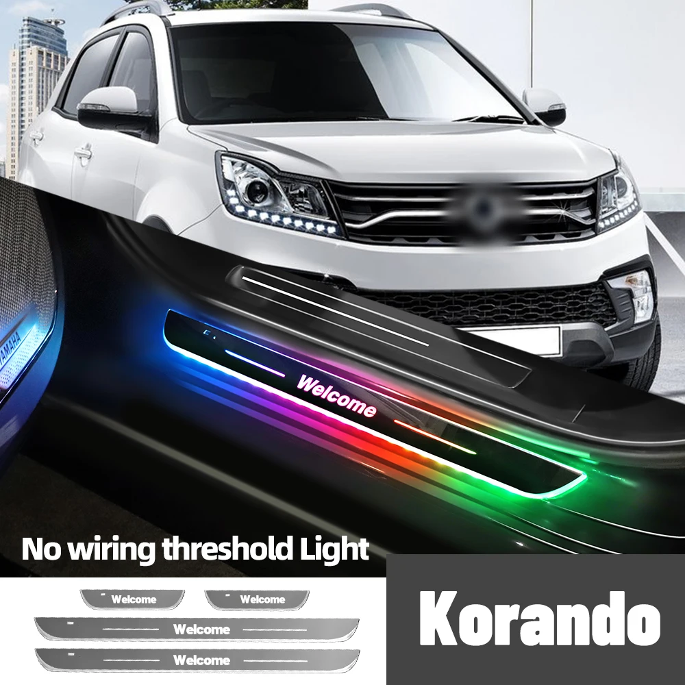 For Ssangyong Korando Sports 2000-2023 Car Door Sill Light Customized Logo LED Welcome Threshold Pedal Lamp Accessories