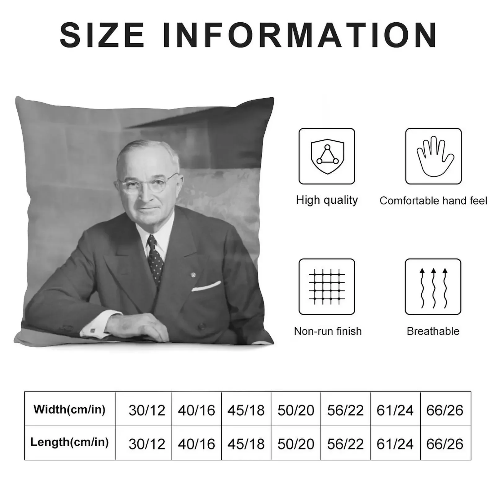 Harry S. Truman - Photo Portrait Throw Pillow Christmas Covers For Cushions Pillowcase pillows decor home pillow