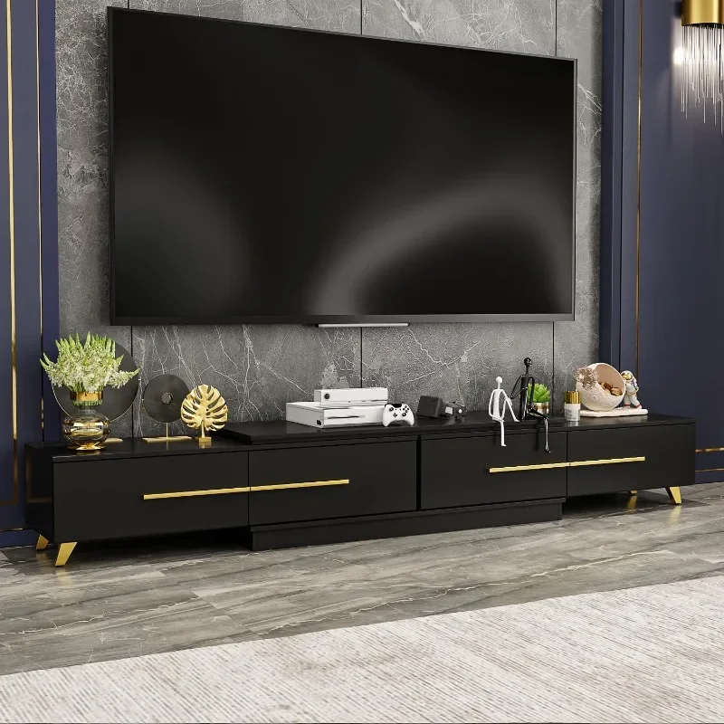 Supporto TV deformabile ZHENXIANG con 4 cassetti, supporto TV allungabile moderno in Stretch per TV fino a 120 ", intrattenimento da gioco in legno