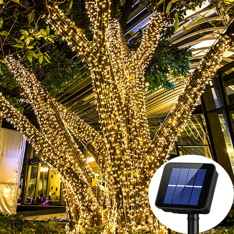 Outdoor Solar Fairy String Lights 105Ft 300LED Twinkle Lights Waterproof for Xmas Patio Garden Yard Wedding Party Tree Decor