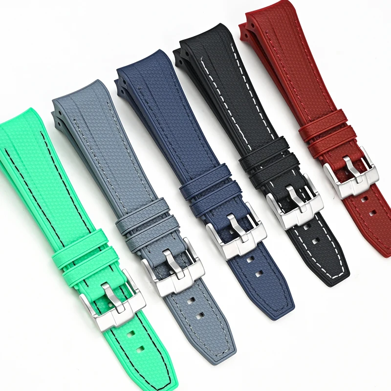 22mm Curved End Silicone Strap for Swatch X Blancpain Fifty Fathoms Five Oceans Men Women Waterproof Rubber Bracelet Watch Band