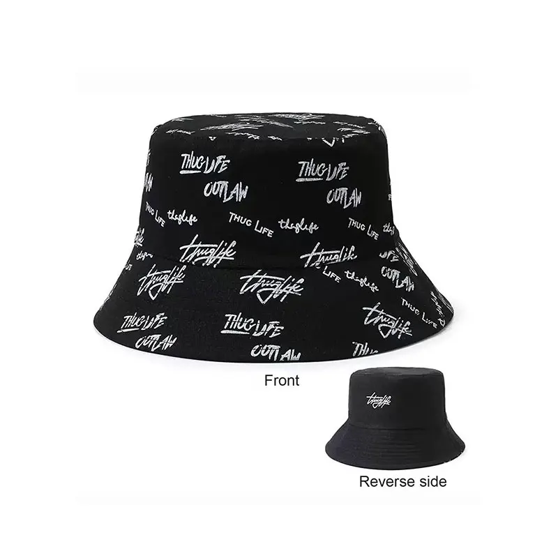 Wende-Fischerhut mit Buchstabendruck, stilvoll und vielseitig für Männer und Frauen