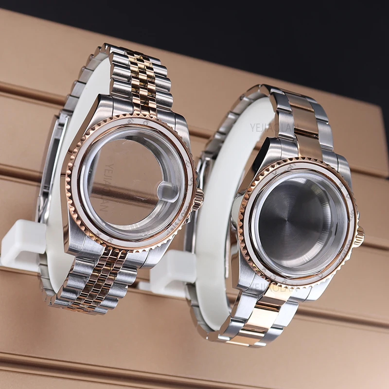 40mm NH35 Watch Case Sapphire Glass For Seiko NH34 NH35 NH36 NH38 Miyota8215 ETA2824 Movement Solid Steel Bracelet Slide Buckle