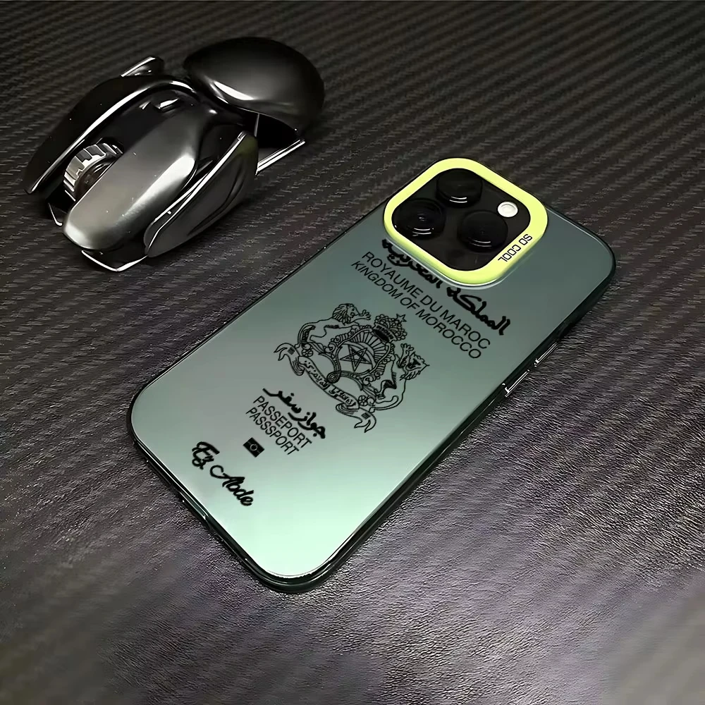 المغرب جواز السفر جراب هاتف آيفون 17 الهواء 16 15 14 13 12 11 برو ماكس XS XR 15Plus 16E 17Pro كاندي ماتي للصدمات الغطاء الخلفي