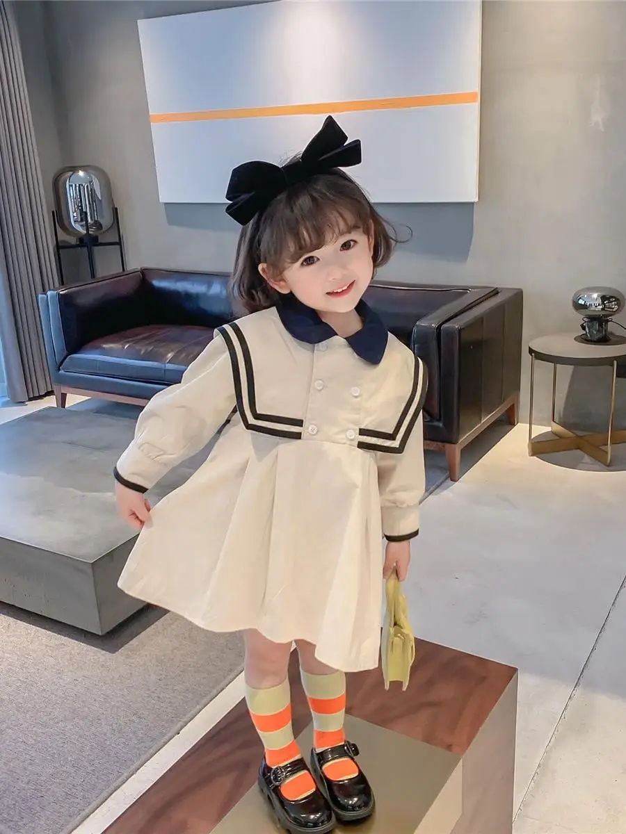 Children's Clothing Autumn New Girls' Campus Style Princess Dress Baby Long Sleeved Children's Fashion Dress School Uniform