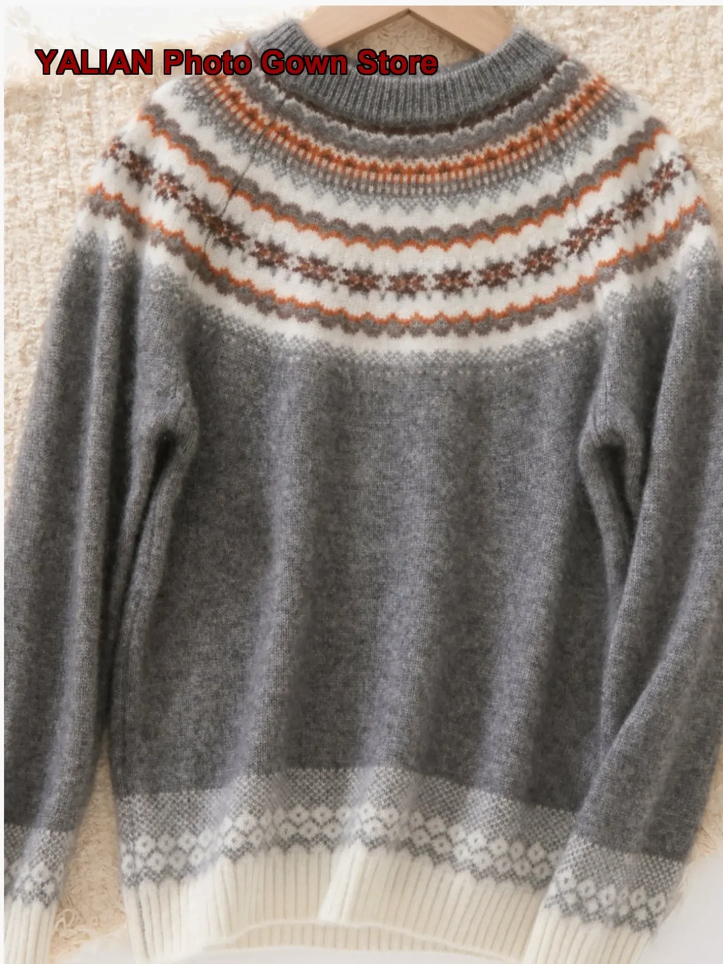 Children Turtleneck Sweater Pure Cashmere Thickened Round Neck Knit Top Girls Boys Base Layer Kids