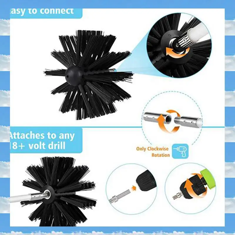 A11I 28 Uds cepillo limpiador de chimenea sistema giratorio limpio Kit de chimenea juego de herramientas de varilla cepillo de limpieza de cocina para el hogar