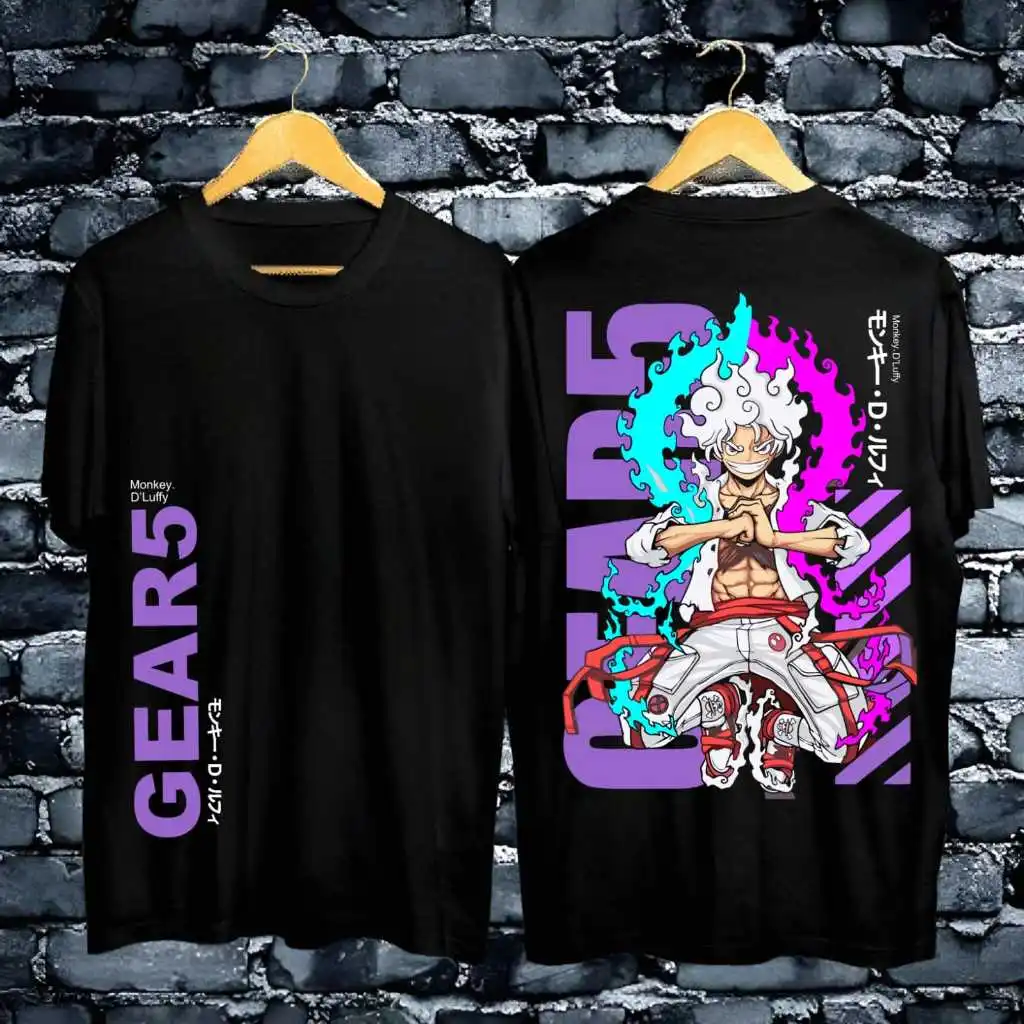 

Anime ONE PIECE Luffy Gear 5 Two-dimensional Men's Loose T-shirt 2025 Summer New Retro Fashion Men's and Women's Streetwear