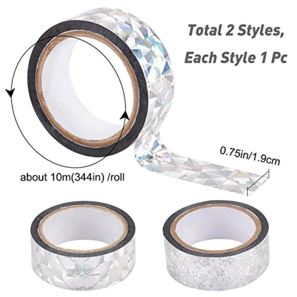 2 stili Foil Holographic Foil Washi Tape Sparkle Laser nastro adesivo per mascheratura fiore diamante nastro riflettente Set per artigianato