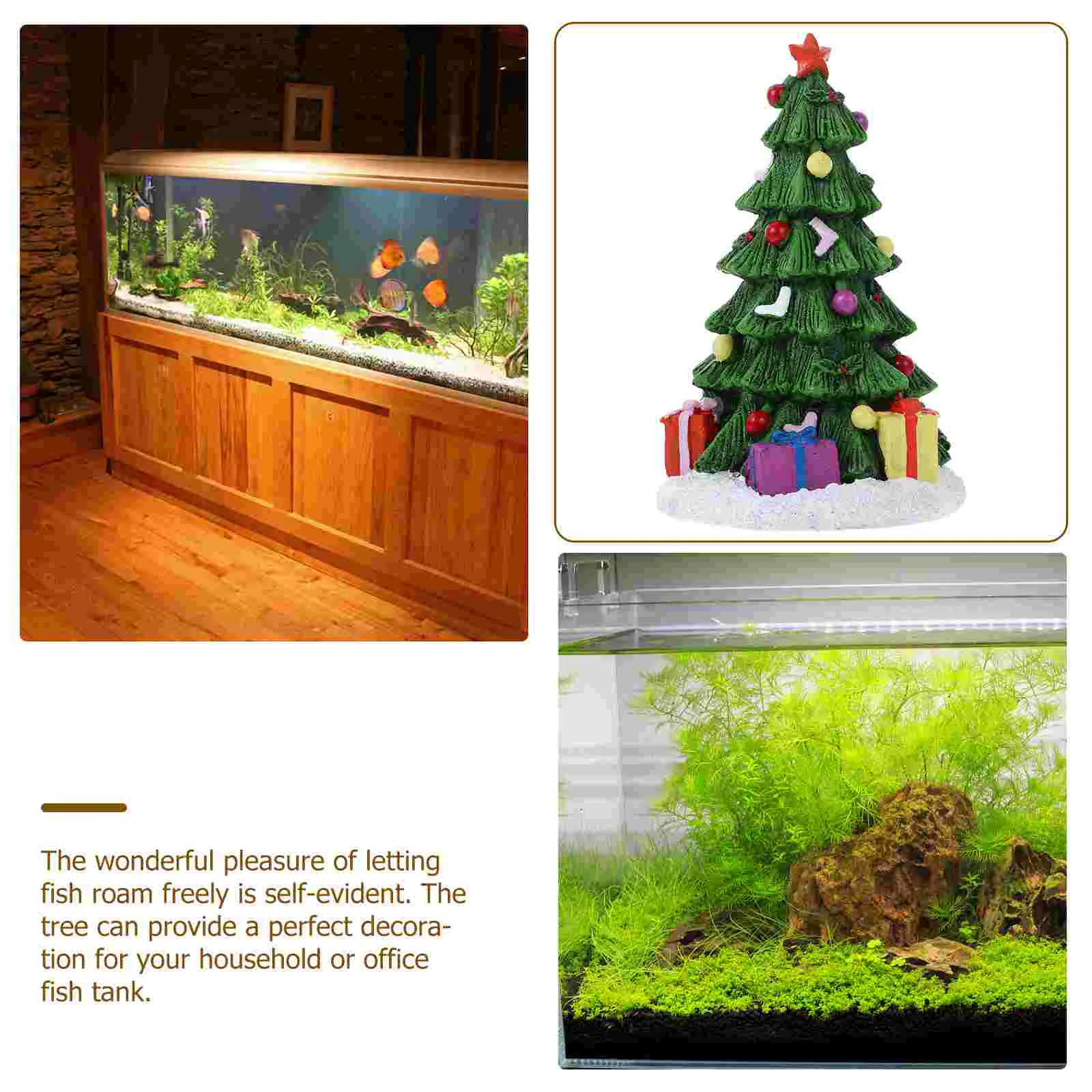 Fish Tank Christmas Decoration Halloween Accessories Household Aquarium Plant Decorative Desktop Compact Fake Tree Hat